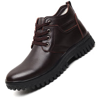 Leather warm men's cotton shoes, wool fur