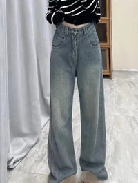Women's Retro Blue Straight Jeans