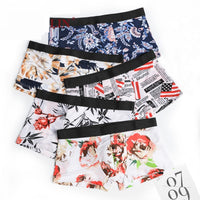 Printed Elastic Tight Sexy Ice Silk Men's Boxers