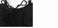 Split Plus Size Swimsuit Smocked Suspenders Solid Color Bikini