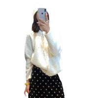 Women's Three-dimensional Pearl Sweater Cardigan Loose Knitted Coat