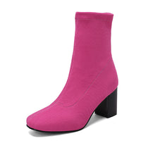 Womens Colorful Stretch Fabric Ankle Boots