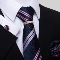 Multi Colored Striped Floral Mens Tie