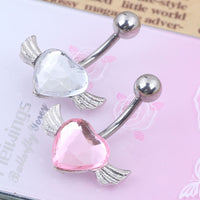 Download main imagesDownload description images2015 New Free Shipping Love Heart Belly  Ring Gem Angel Wing Belly Button Navel Rings Body Piercing jewelry