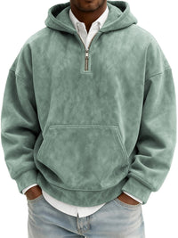 Hoodie Half Zipper Solid Color Loose Sweater