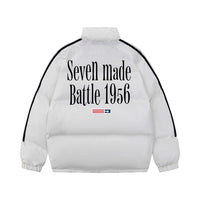 Printed Stand Collar Cotton-padded Coat Men