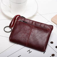 Short Cowhide Zipper Driver's License Wallet Student Retro Male Coin Purse Coin Bag