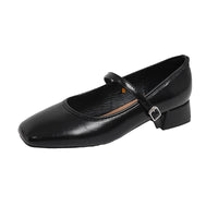Chunky-heeled French-style Low-cut Pumps In Black For Women