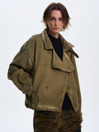 American Style Washed And Distressed Silhouette Jacket