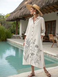 Casual Striped Chic Fashionable Retro V-Neck Elegant Womens Dress