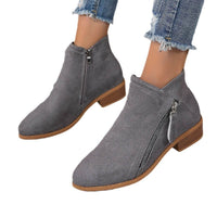 Women's Side Zipper Thick Heel Solid Color Martin Boots