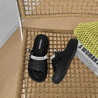 2026 Summer New Women's Platform Hollow Woven Slide Sandals, Outdoor Mesh Breathable Soft Non-Slip Slippers