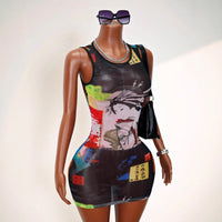 Breathable Mesh Lightweight Crew-Neck Sleeveless T-Shirt Vest Dress