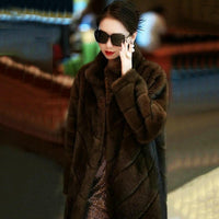 Fur Coat Women's Winter Large V High-end Elegant Mid-length Warm Show