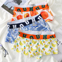 Printed Ice Silk Men's Four Seasons Sexy And Breathable Boxers