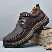 Men's Outdoor Cowhide Thick Bottom Top Layer Cowhide Hiking Shoes