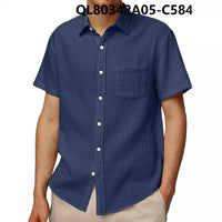 Men's Loose Trendy Short Sleeve Lapel Shirt