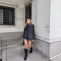 Women's Asymmetric Scarf Shorts Knitted Coat