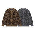Retro Personalized Leopard Print Knitted Sweater Cardigan