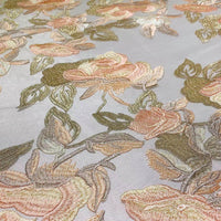 Multicolor Gold Thread Flower Mesh Embroidered Lace Fabric