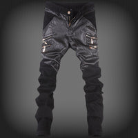 Men's leather pants tide locomotive popular foot pants