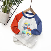 Children's Autumn And Winter New Woolen Cotton Long-sleeved Shirt Printed Car Sweater Children's Pullover