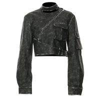 Irregular Cutting And Polishing Process Leather Coat