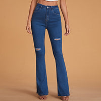 Women's High Waist Jeans Slim Micro Horn