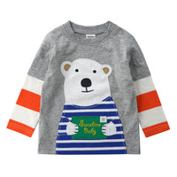 Boys And Girls Striped Sleeves Stitching Round Neck Sweater