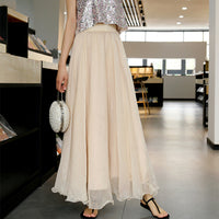 Womens Mesh High-waist Full-skirted Long Skirt