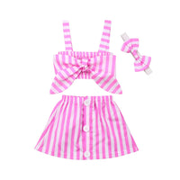 Bandeau bow striped dress