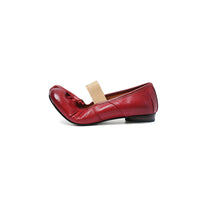 Women's Premium Full Grain Leather Tabi Mary Jane Ballet Flats, Split-Toe Shoes