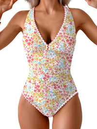 Women's One Piece Belly Contraction Pleated Push-up Lace-up Swimsuit