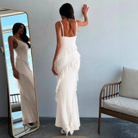Sleeveless Slip Dress With A Slim Fit And Ruffled Hem