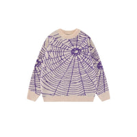 Dinified Hip Hop Niche Spider Web Jacquard Sweater