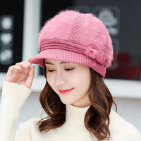 Women's Fashionable Warm Padded And Thick Knitted Wool Hat