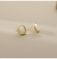 Exquisite And Small Opal Geometric Ear Studs