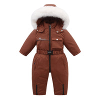 Autumn And Winter Fleece-lined Overalls Ski Suit For Children