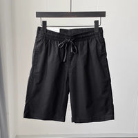 Quick-drying Pure Cotton Elastic Waist Cropped Pants Mens Solid Color Casual Shorts