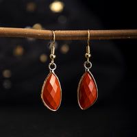 Natural Crystal Drop Earrings With Amethyst And Gold-plated Edges