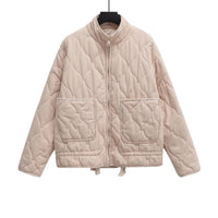 Womens Solid-Color Cotton Coat For FallWinter With Lacing