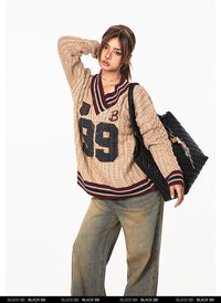 Jacquard Autumn And Winter Loose Idle Style Knitted Top
