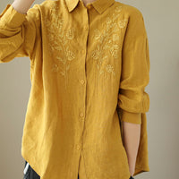 Women's Embroidered Long-Sleeve Shirt Top