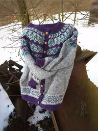 Cardigan Color-blocked Loose-fitting Fashionable Knitwear