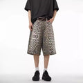 Retro High Street Leopard Print Denim Shorts
