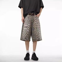 Retro High Street Leopard Print Denim Shorts