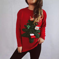 Flocking Loose New Year Red Sweater For Women