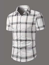 Men's Business Summer Wide Loose Shoulder Short Sleeve Single-breasted Shirt