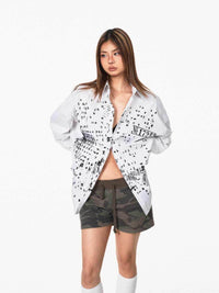 Letter Printed Striped Long-sleeved Shirt Women's Shirt Jacket