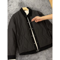 Men's Winter Lapel Color Matching Casual Cotton-padded Coat